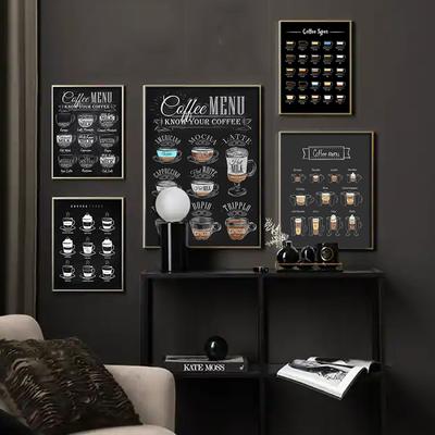 Винтажный стиль Постер на доске Меню кофе Печатает Кафе Настенное искусство Декор Картина на холсте Ретро настенная картина Украшение кофейни
