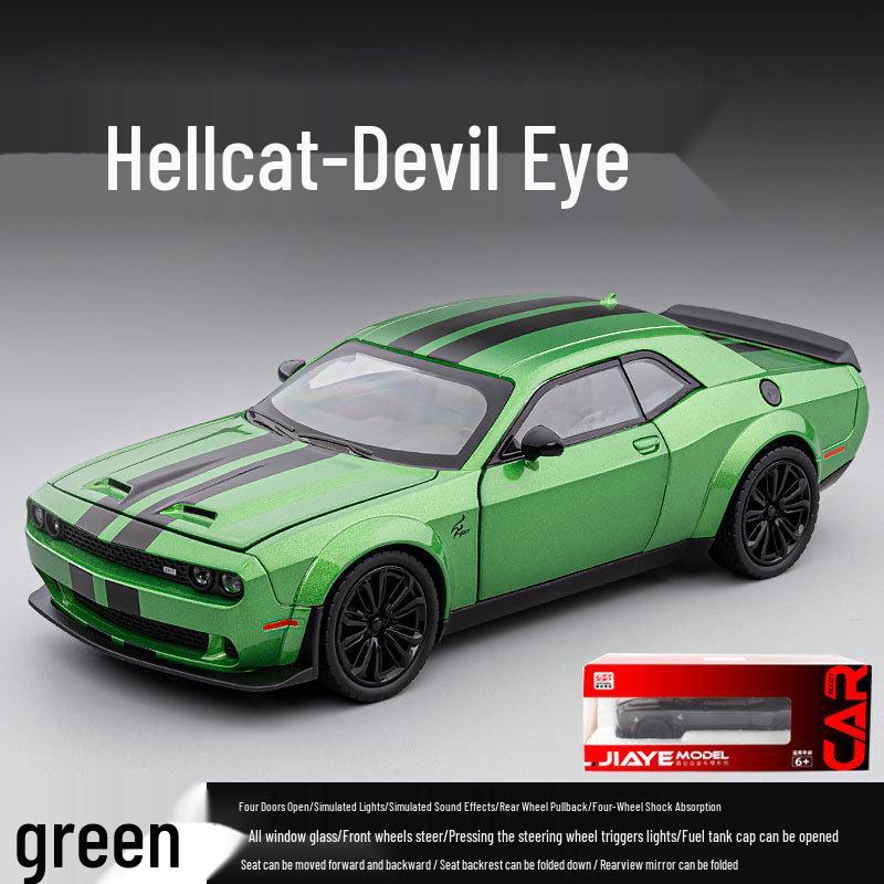 Цзяе 1:22 Dodge Hellcat Demon Eye Модель легкосплавного автомобиля со звуком, светом и инерционными амортизаторами на всех четырех колесах