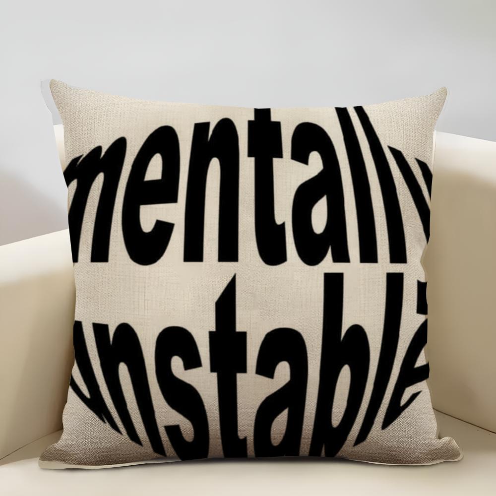 Fisheye In English Cushion Cover Household Decoration Linen Sofa Cushion Cover: Skin-Friendly & Breathable with Invisible Zipper
