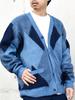 SHIPS any Shaggy Pattern Unisex Knit Cardigan, Men's, 2023AW, Blue, Size S (716460004)