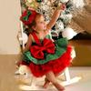 Carnival Red Bow Christmas Girls Dresses Sequin Party Birthday Princess Dress for Kids Tulle Halloween Clothing