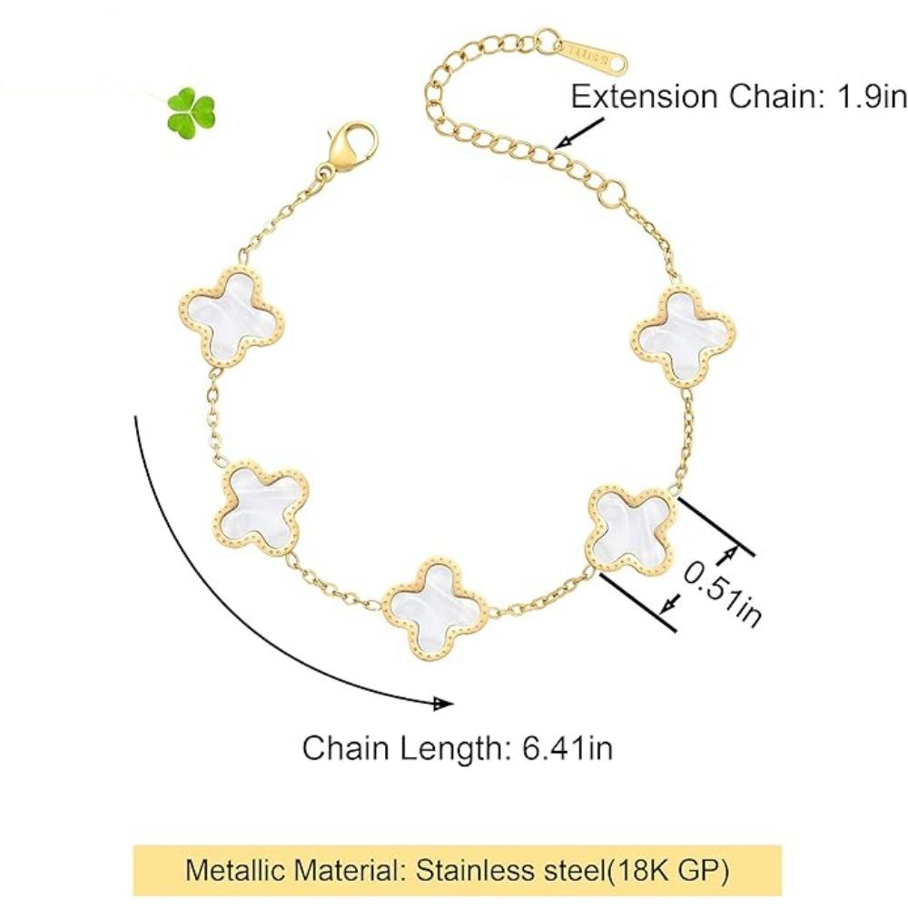 18K Gold Plated Bracelet Gold/White/Black Clover Bracelet Set for Women Four Leaf Lucky Bracelets Jewelry Gifts for Women