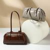 One Shoulder Underarm Baguette Top Layer Leather Hand-held Crossbody Bowling Bag