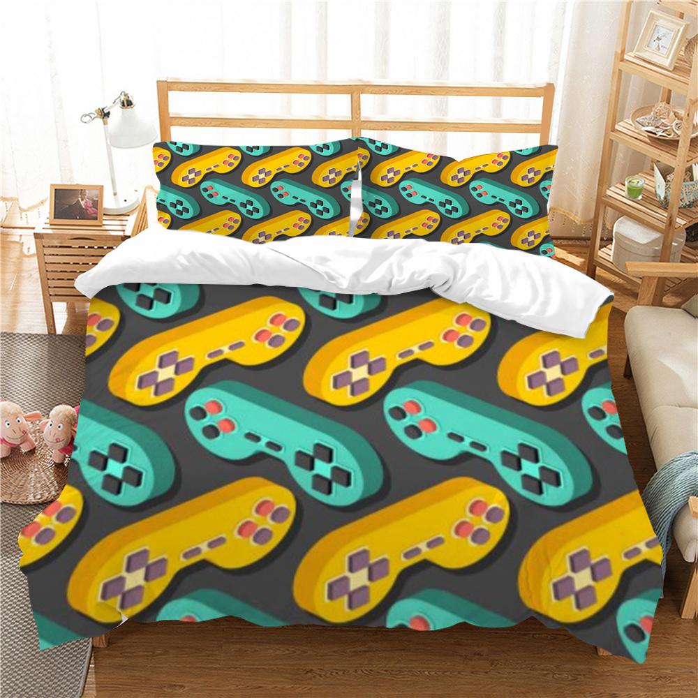 Постельное белье с игровой ручкой и принтом, набор пододеяльников, крутой домашний текстиль, детское постельное белье, комплект королевских размеров, стеганый чехол