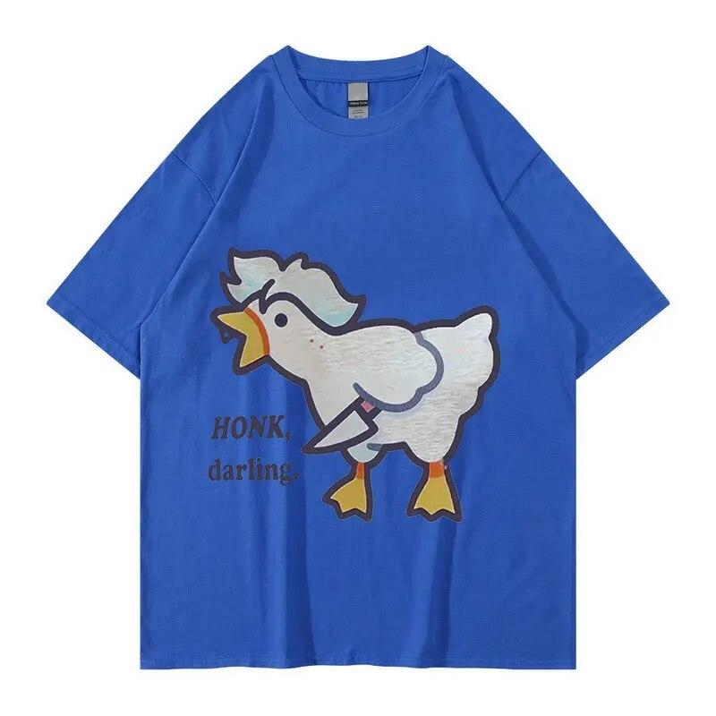 Cute Funny Goose Astarion 2023 Новая графическая футболка унисекс WoUnisex Ретро футболки с короткими рукавами Летняя мода Хлопковая футболка большого размера