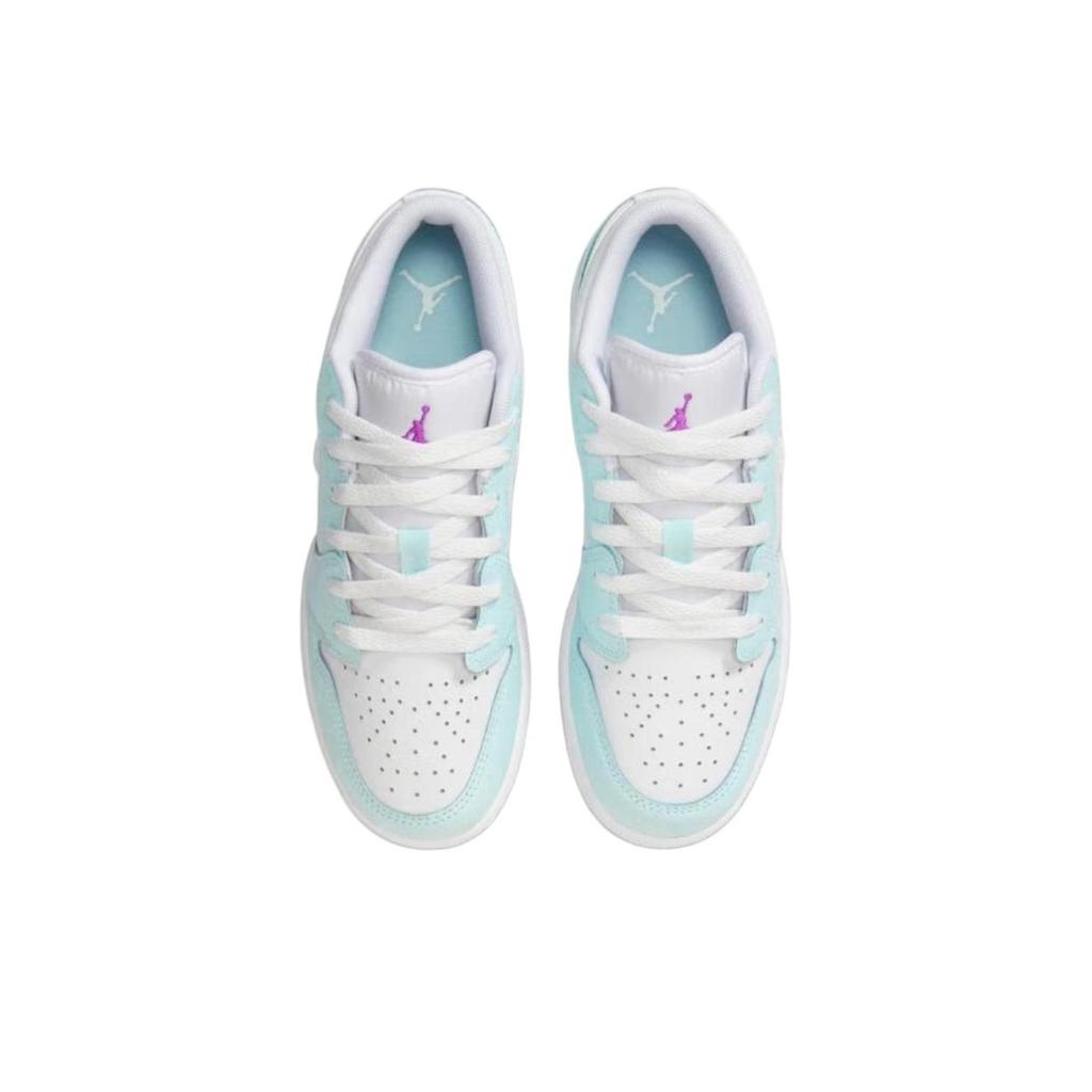 Детские кроссовки Air Jordan 1 Low SE GS Glacier Blue разноцветные белые суперфиолетовые HJ3481-491