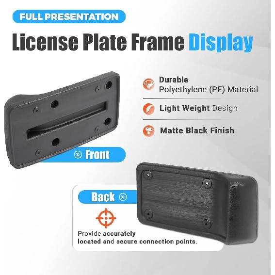 Rear License Plate Compatible with 1997-2006 Jeep Wrangler TJ, Replacement for 55174994, License Frame Holder, Mounting Bracket,