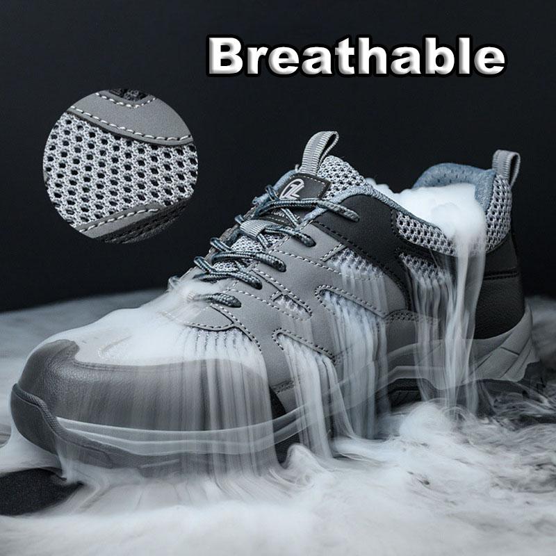 Oulylan Steel Toe Anti Puncture Safety Boots Summer Mesh Breathable Protective Shoes Men 6Kv Insulation Anti Smash Work Footwear
