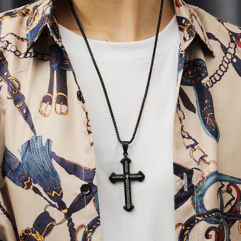 Ювелирные изделия, модное многослойное многоцветное ожерелье с подвеской в ​​виде креста из нержавеющей стали в стиле панк