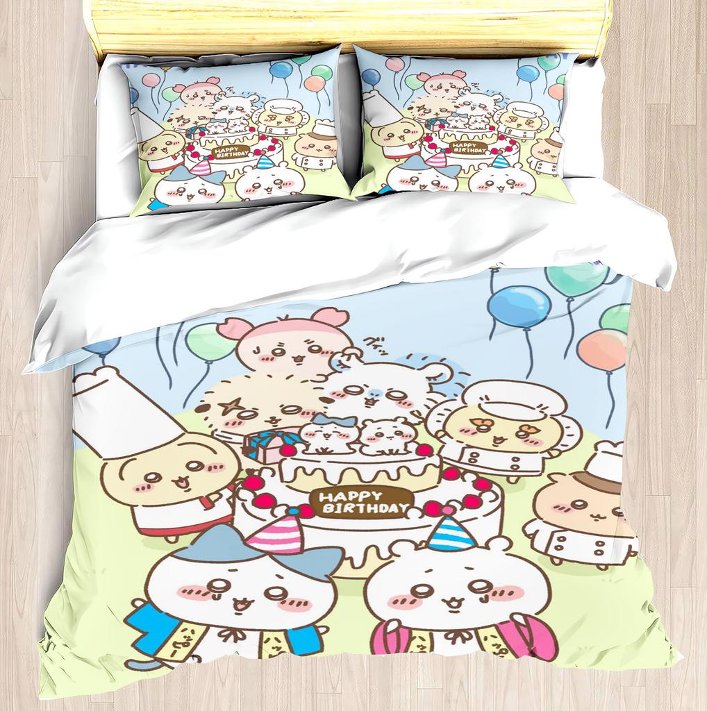 Набор постельного белья CHIIKAWA Пододеяльник Miniso - Современный принт для дома Детская комната Совместный бренд Периферийный набор для матраса и кровати 3 предмета