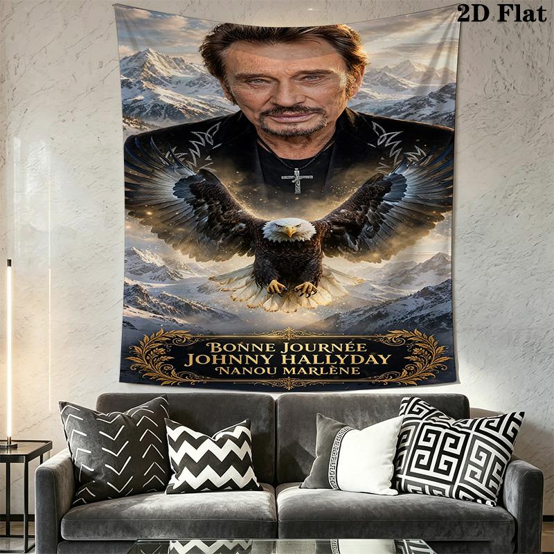 Johnny Hallyday'S Legacy Lives Tapestry Background Cloth Fashion Print Homestay Soft Decoration Tapestry Background Wall Hanging Cloth