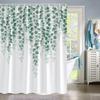 Eucalyptus Leaves Shower Curtain for Bathroom Green Leaf Plant Decorative Bath Curtain Polyester Bathroom Curtain Set With Hooks