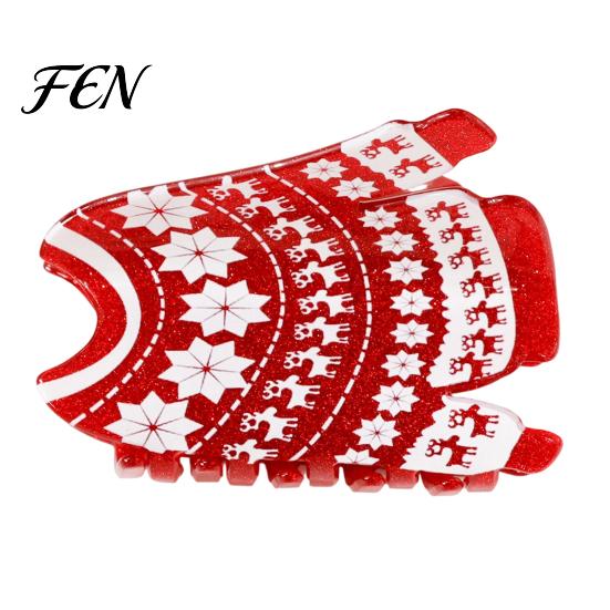 Decorative Snowflake Hair Barrettes Christmas Claw Clip for Women, Acrylic Festive Accessories with Elk Santa Comfortable Clips Daily Wear Patterns,
