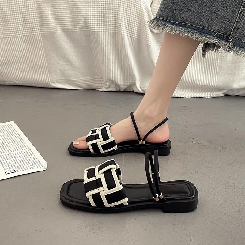2025 Spring and Summer New Fairy Style Flat Sandals with Skirt Temperament New Versatile Sandals