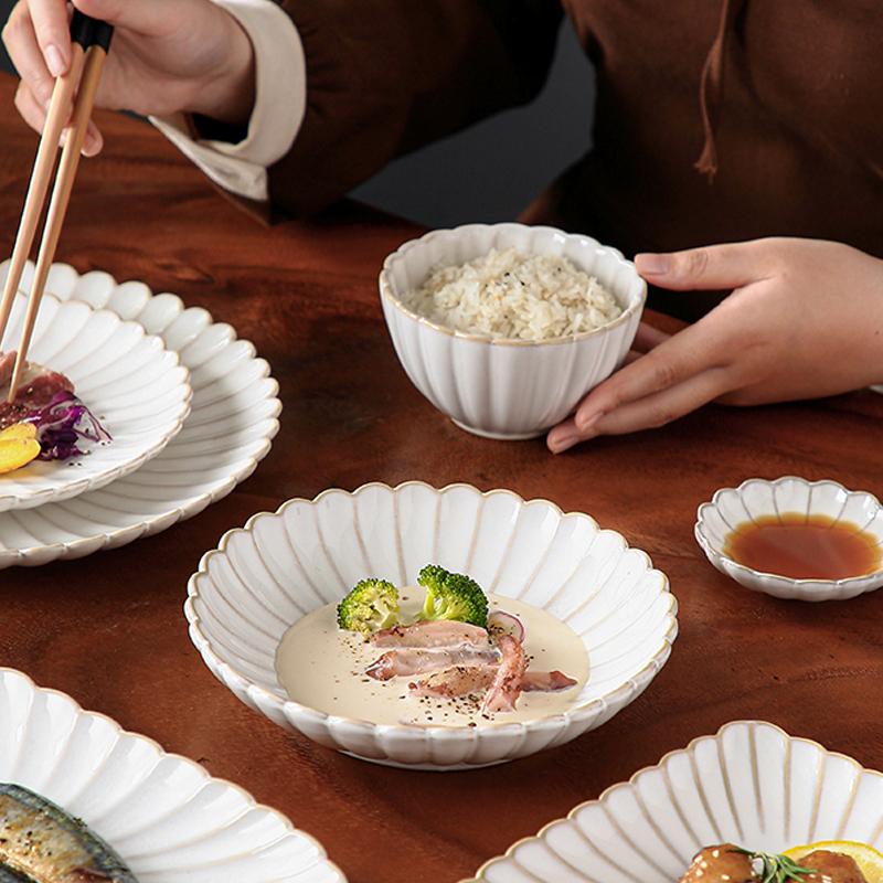 Ceramic Dinner Plate Salad Bowl Porcelain Dinnerware Set Dishes Vintage Food Dessert Plate Salad Soup Bowl Tableware