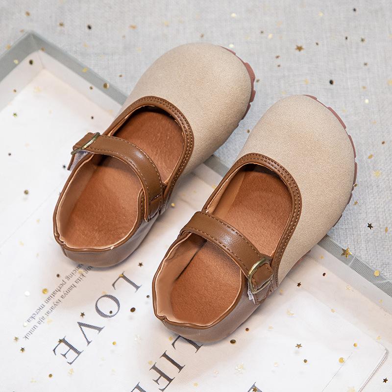 Girls Retro Leather Shoes 2025 Spring and Autumn New Baby Girl Velcro Single Shoes Little Girl Non-slip Princess Beanie Shoes