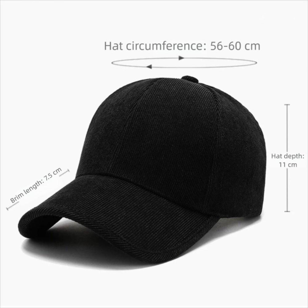 Breathable Winter Baseball Caps Solid Color Trucker Hats Simple Corduroy Cap Men