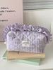 Портативная косметичка большой вместимости, сумка для хранения карандашей для бровей, кружевная косметичка ягодного цвета, высокая эстетическая ценность для т
