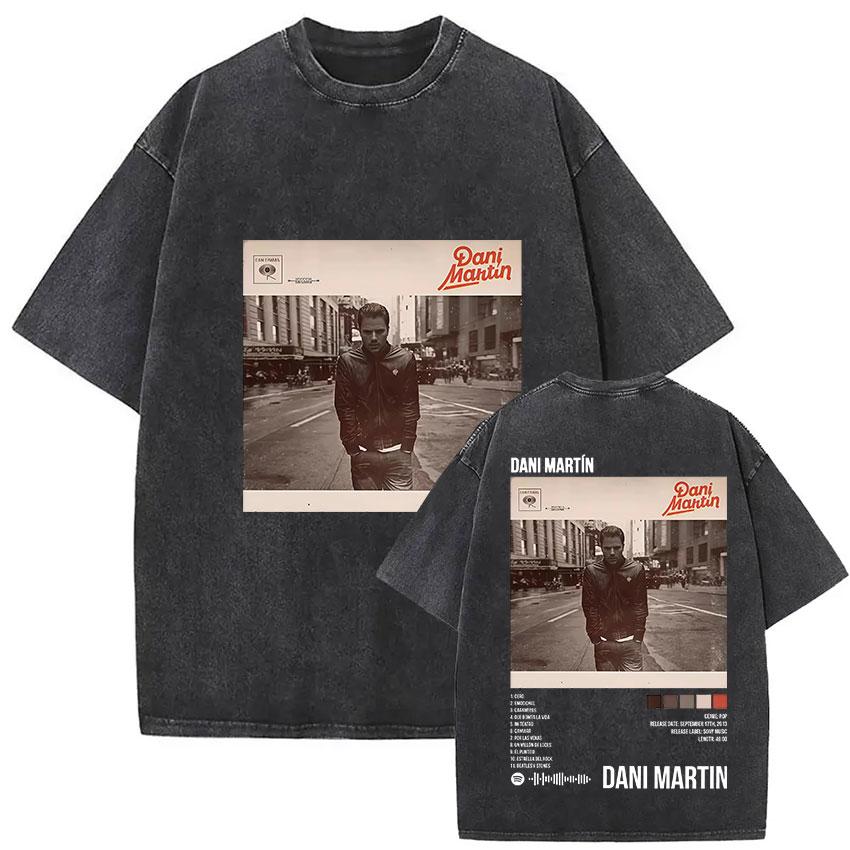 Rapper Dani Martin Lo Que Me De La Gana Tour Vintage Washed T Shirts Men Women Pop Fans Fashion Clothing Oversized Tshirt