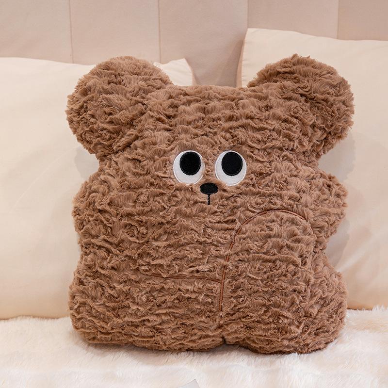Big-eyed bear plush throw pillow cute ins wind dog sofa cushion office seat waist rest lunch break lie pillow