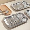 Multi Grids Children Divided Dinner Plate Square Shaped Stainless Steel Plate  Kindergarten School