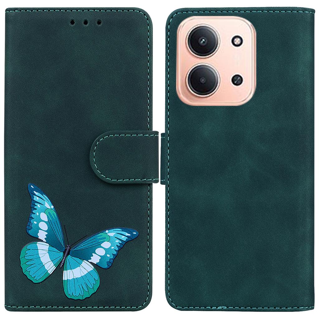 Для Xiaomi Redmi 15C 5G (США) (173мм)/15C 4G (США) (173мм) Чехол-подставка из искусственной кожи с принтом бабочек