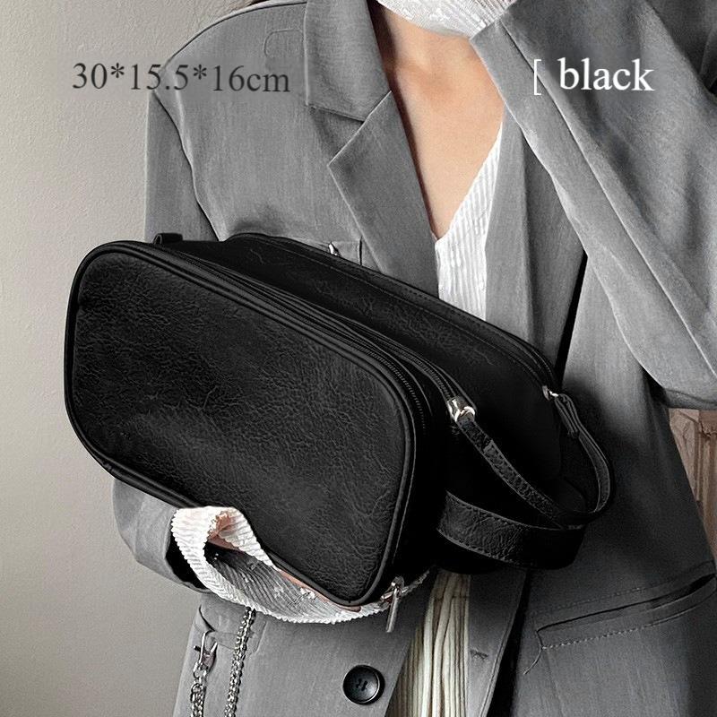 Большая вместительная косметичка из полиуретана, портативная дорожная косметичка, прямоугольная двухслойная косметичка, гигантский аккумулятор