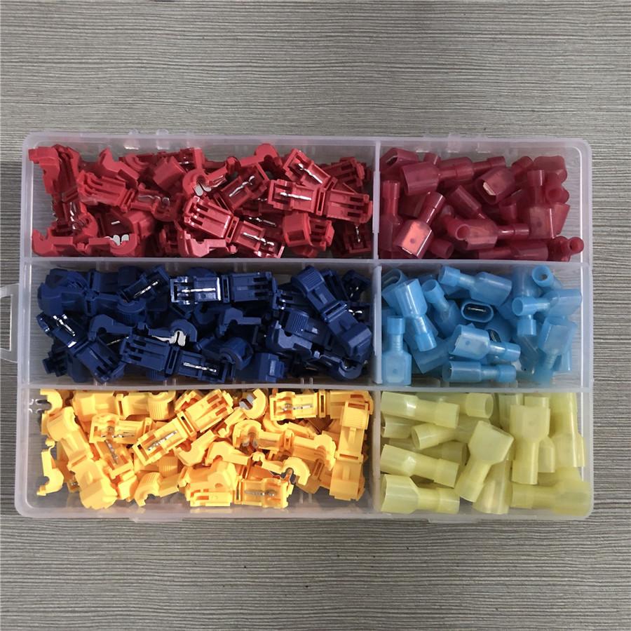 220pcs T-Tap Electrical Wire Crimp Terminals Quick Splice Cable Spade Connector