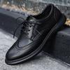 Модные туфли-оксфорды для отдыха и прогулок Простые броги на плоской подошве Кожаная мужская повседневная обувь Ручной работы Мужские туфли на шнуровке Кроссовки для отдыха на природе