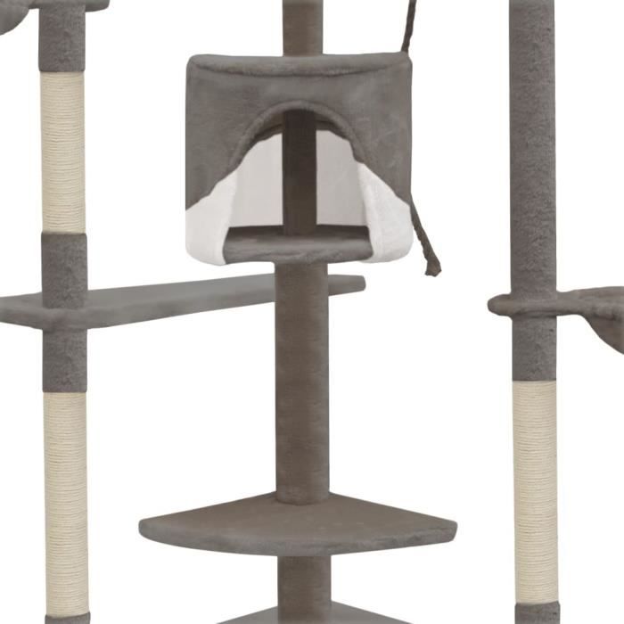 VidaXL Arbre à chat avec griffoirs en sisal 203 cm Gris et Blanc