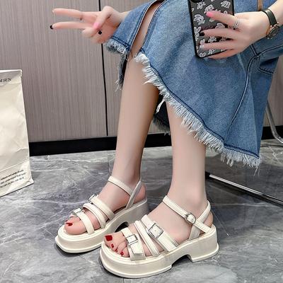 Летние новые босоножки на толстой подошве с открытым носком и плоской подошвой