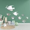 Ocean Fish Mirror Wall Stickers: Decorative Self-Adhesive for Living Room, Bedroom, Kids' Room, Kindergarten, or Bathroom Tiles