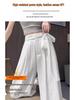 White High-Waisted Cotton Linen Wide-Leg Pants for Women - Summer 2026 Edition, Floor-Length Yamamoto Style.