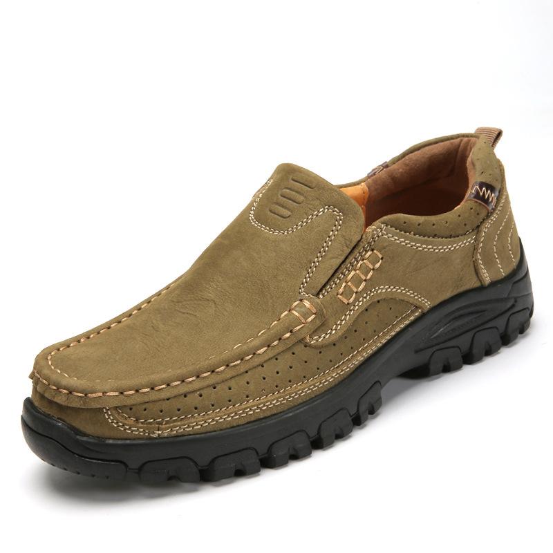 Новые мужские туфли Four Seasons Daily Outdoor Casual Shoes First Layer Cowhide Leather Leather Non-Slip Work Shoes