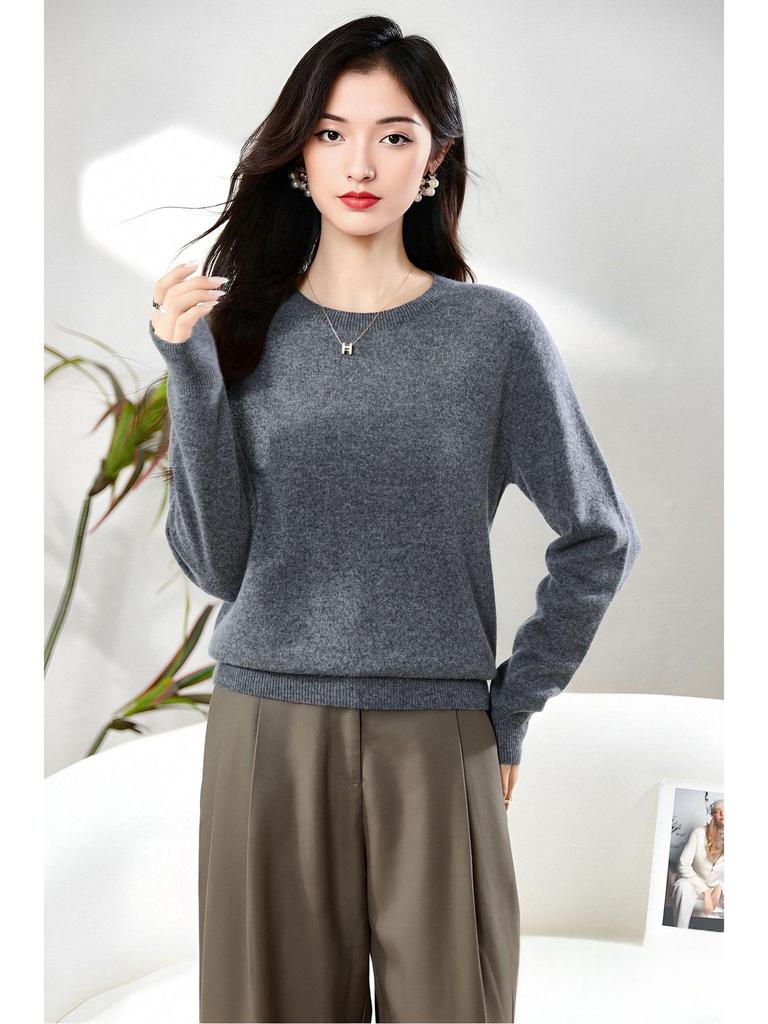Женский свитер с длинным рукавом из мягкого кашемира с круглым вырезом - Модный, Универсальный и Удобный трикотаж.