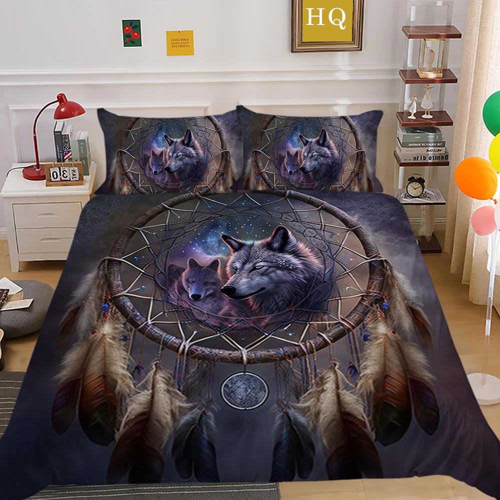 Пододеяльники с принтом волка King Size, комплект постельного белья из микрофибры, мужской мягкий высококачественный домашний текстиль