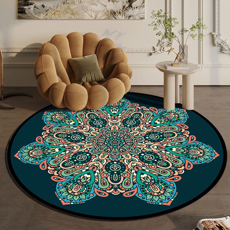 Круглый ковер большой площади в скандинавском этническом стиле для спальни, тканый хлопковый ковер в богемном стиле, вязаный напольный коврик 90 см, 120 см, 150 см