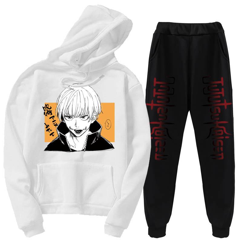 Plus Size Gojo Satoru Hoodies Pants Sets Anime Suit Sweatshirt Streetwear Men Pullover Suit Tracksuit Sportwear Spring Autumn