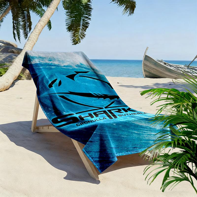 Cronulla Sharks Print Beach Towel, Large Soft Quick Dry Towel for Beach Camping Swimming