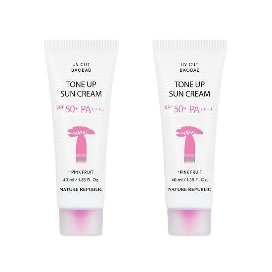 Nature Republic UV Cut Baobab Tone Up Sun Cream SPF50+ PA++++ (1+1 Special Set - 40ml x 2)