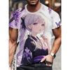 Summer Round Neck 3D Anime Character Print Top Fashionable Casual Short Sleeved Men's T-shirts