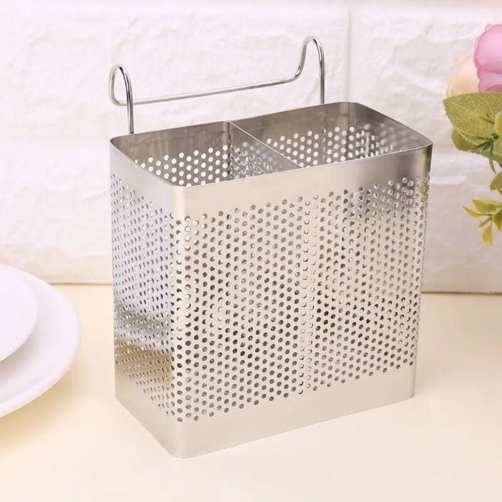 Hanging Cutlery Drying Basket Space Saving Tableware Drainer Stainless Steel Chopsticks Rack Spoon