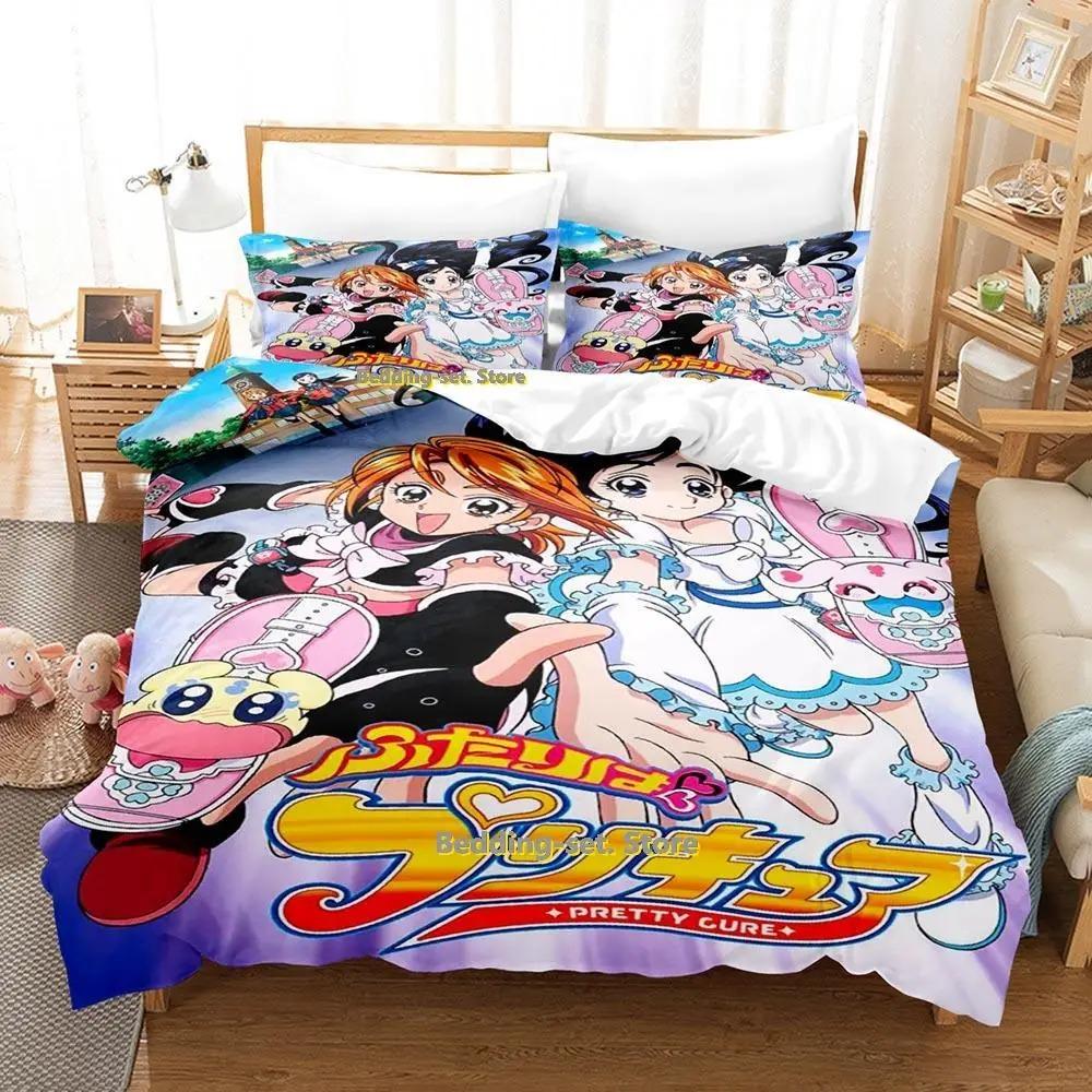 Новый комплект постельного белья Pretty Cure Односпальный Полуторный Двуспальный Queen King Размер Аниме Пододеяльник для Взрослой Детской Спальни Декор