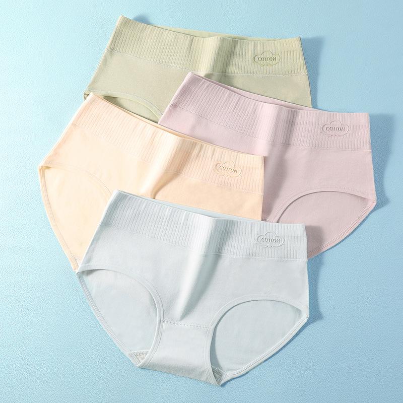 В упаковке 4 предмета женского нижнего белья из чистого хлопка с принтом, хлопковое нижнее белье со средней талией, простые и дышащие трусы