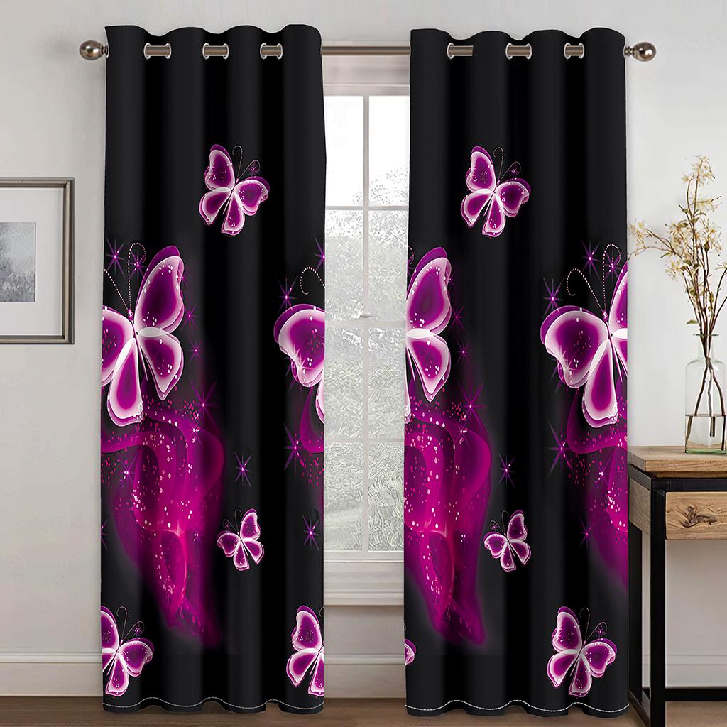 Red Rose Printed Window Curtain, Digital Printing, Bedroom, Living Room, 2 Pieces of Narrow Width, Aesthetically Cortinas