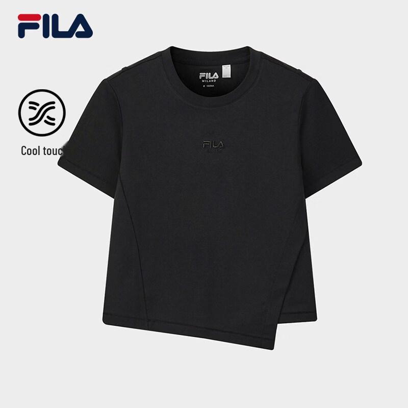 FILA Women's Cooling Knit Short Sleeve T-Shirt with Irregular Hem