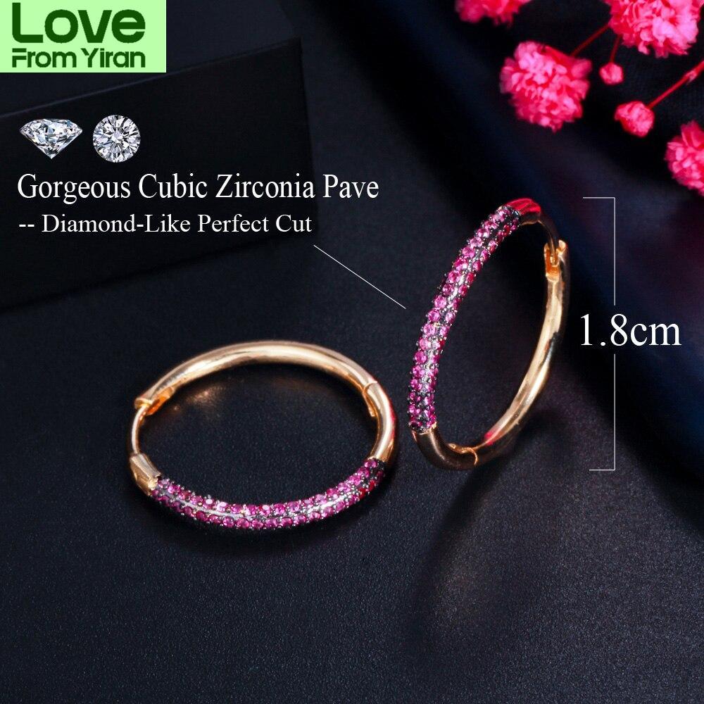 Elegant Green Red Cubic Zirconia Stones 585 Gold Color Circle Round Ear Rings Hoop Earrings For Women Jewelry Cz955