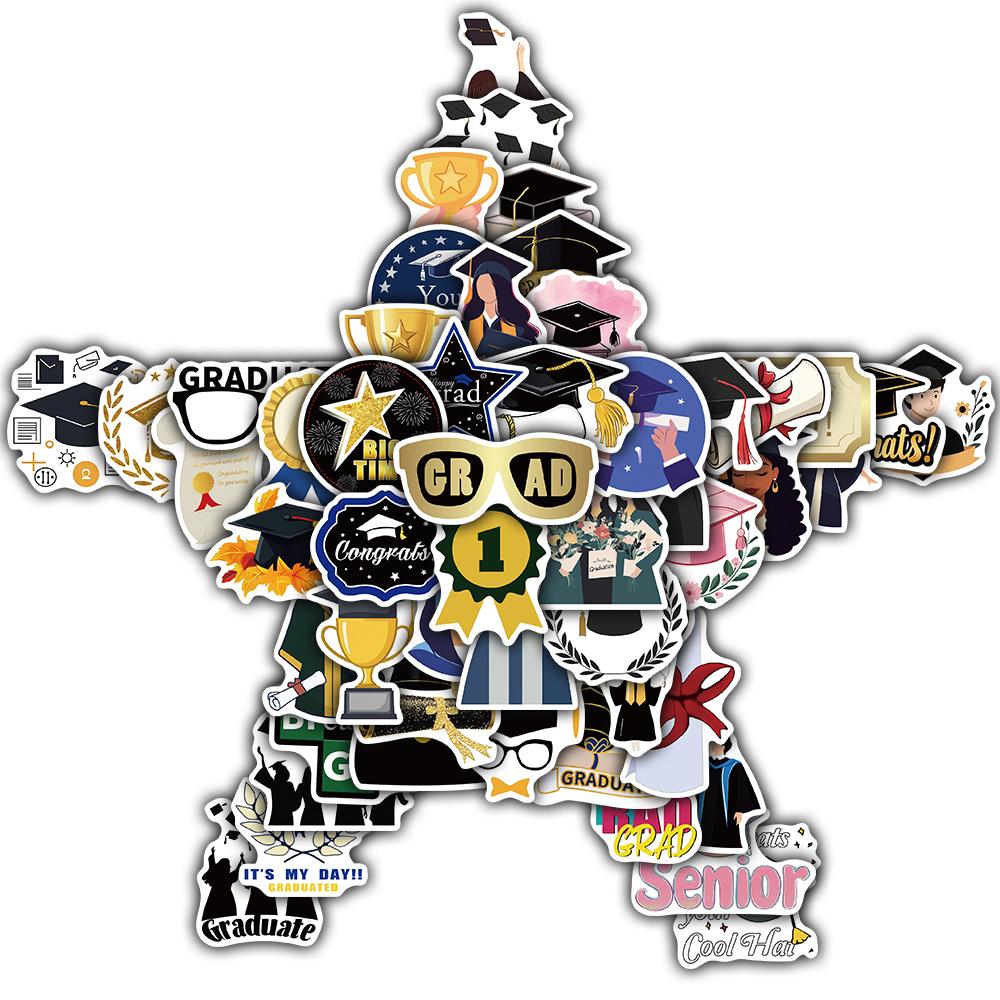 50PCS Graduation Season Sticker Landscape Decompression Phone Coffee Laptop Luggage Waterproof Graffiti Graduation Decals