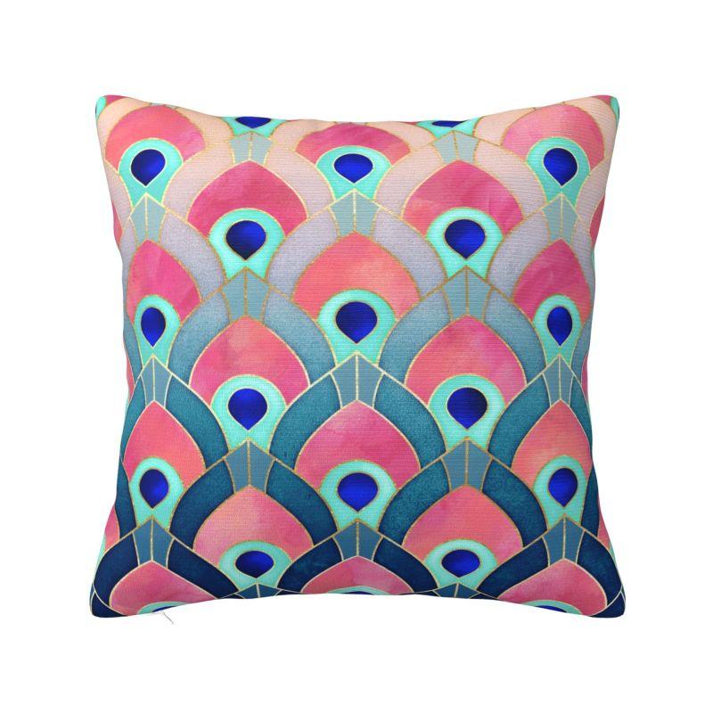 Colorful Mountains With Geometric Shapes Cushion Cover x cm Polyester Velvet Throw Pillow Case For Sofa Bedding Pillowslip