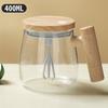 Automatic Self-Stirring Coffee Mug with Wooden Handle One-Key Start Electric High-Speed Stirring Cup with Lid